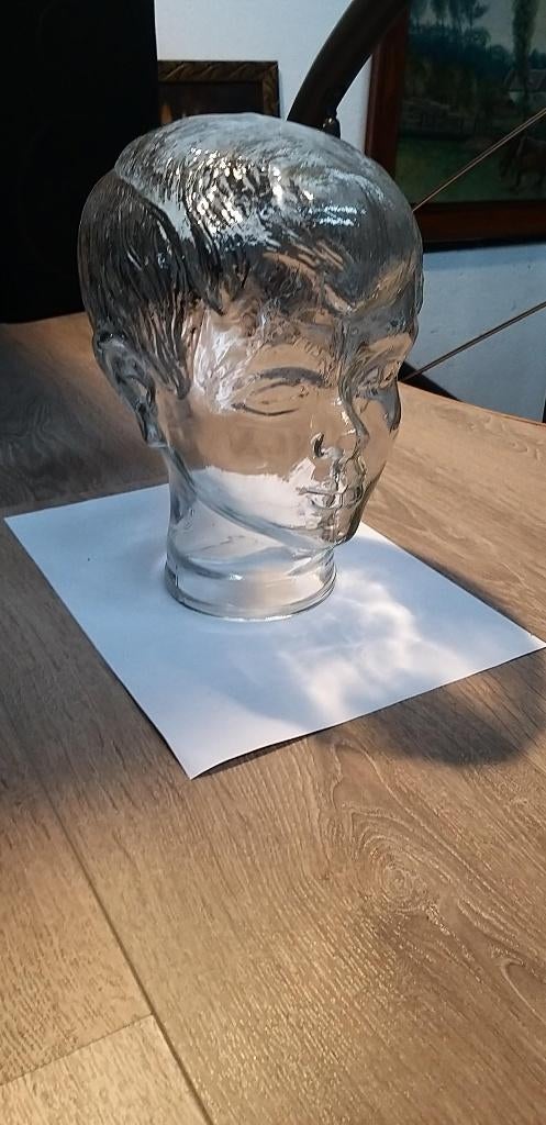Levensgroot hoofd van helder glas voor kinderen, Antiek en Kunst, Ophalen