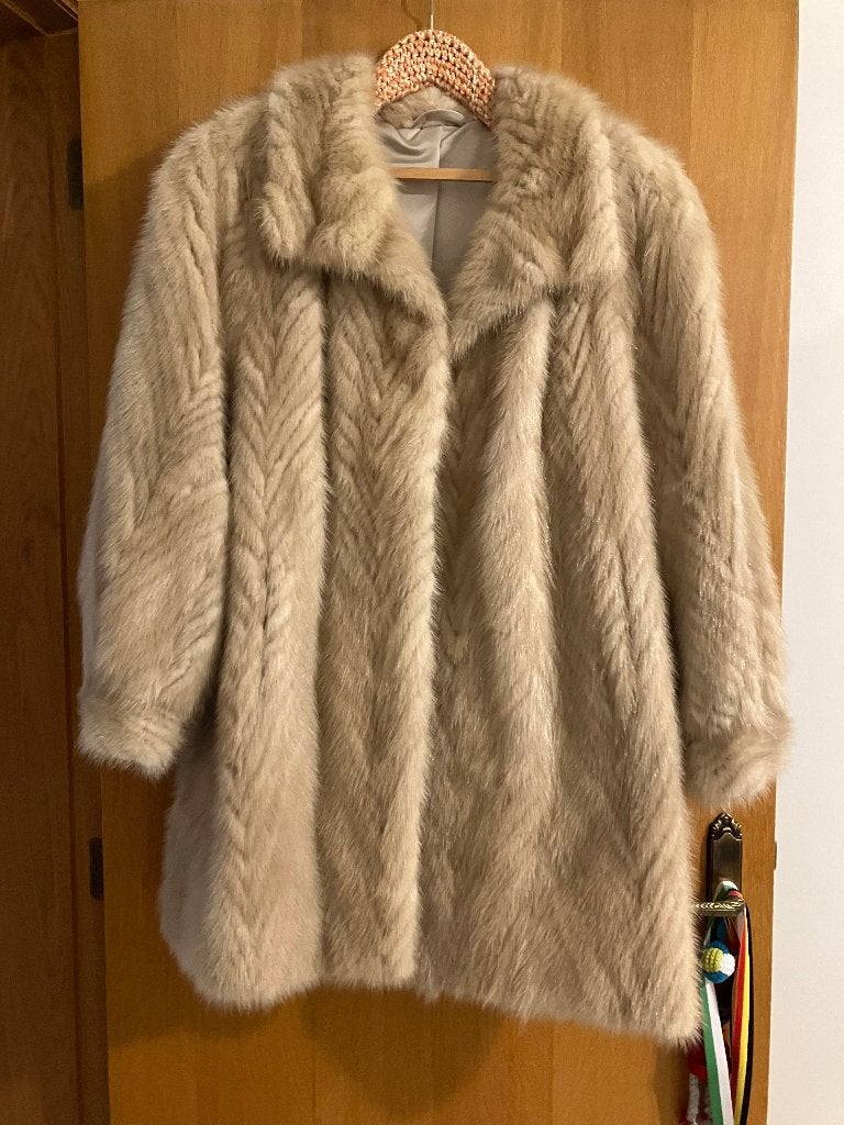 Pelsen mantel in vison, Kleding | Dames, Ophalen, Zo goed als nieuw, Maat 42/44 (L)