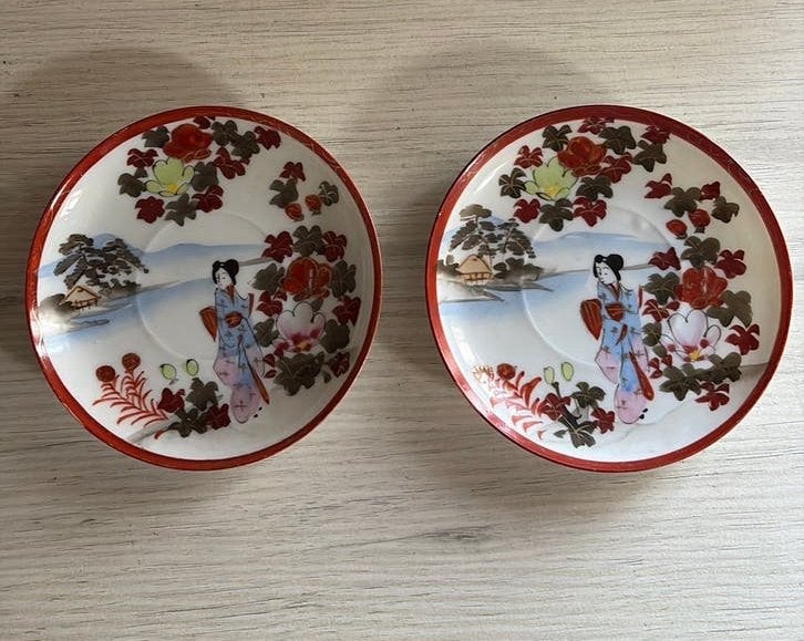 Japanse Kutani Geisha Girlporseleinen schoteltjes (12,7 cm), Ophalen of Verzenden