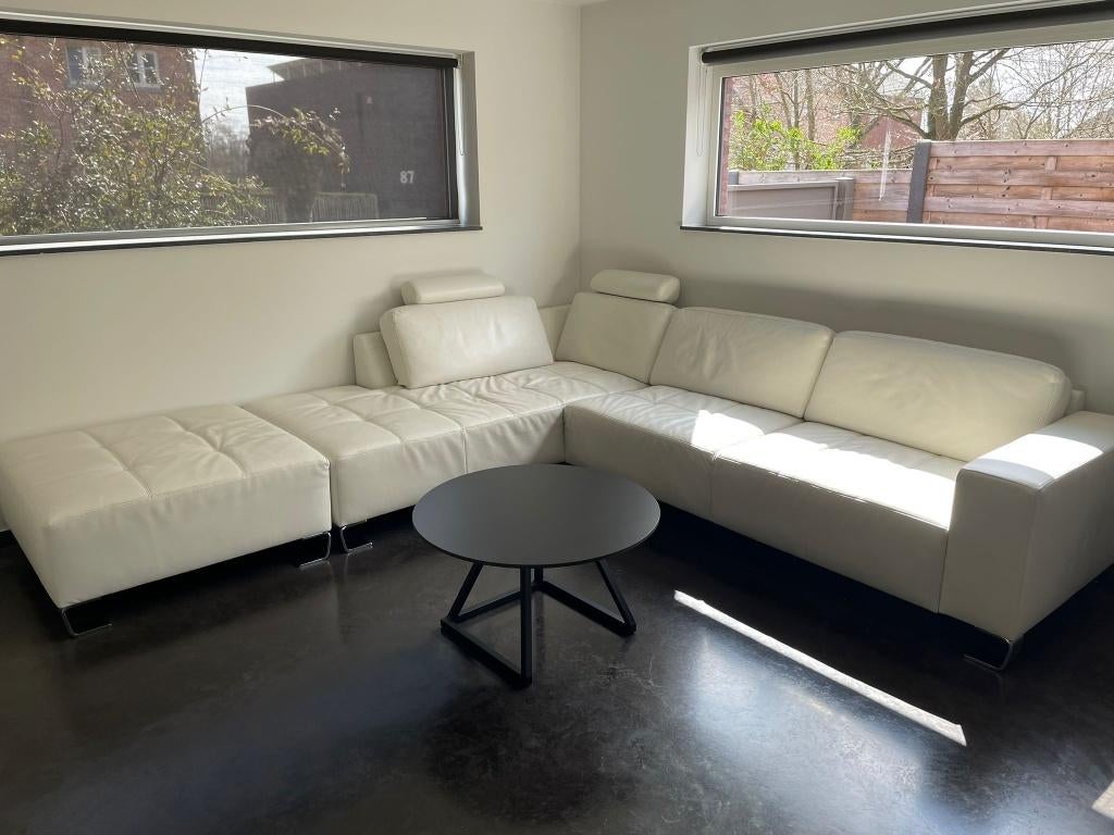 Zetel leder kleur wit, Huis en Inrichting, Ophalen, Gebruikt, Leer
