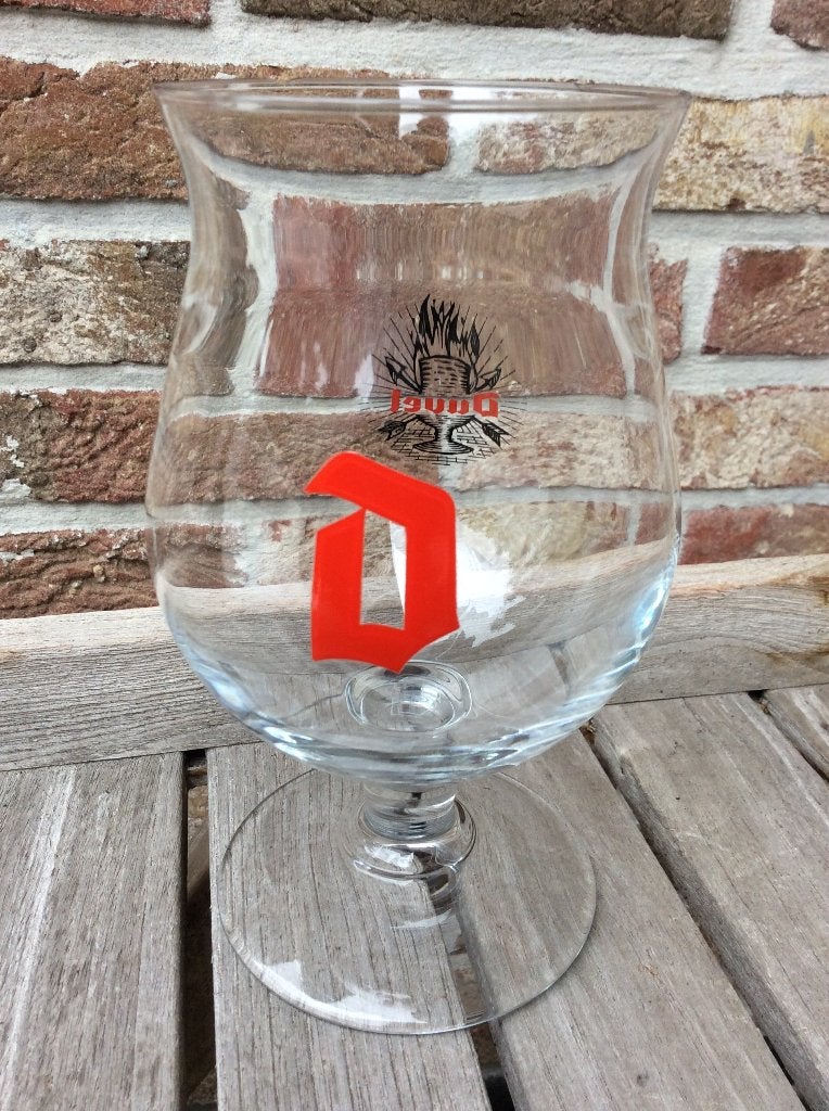 DUVEL GLAS RODE OPDRUK 33 CL ZO GOED ALS NIEUW, Verzamelen, Ophalen of Verzenden, Zo goed als nieuw, Glas of Glazen, Duvel