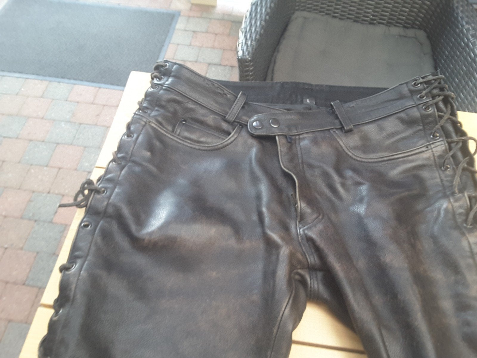 Lederen motobroek richa, Motoren, Ophalen, Tweedehands, Heren, Richa