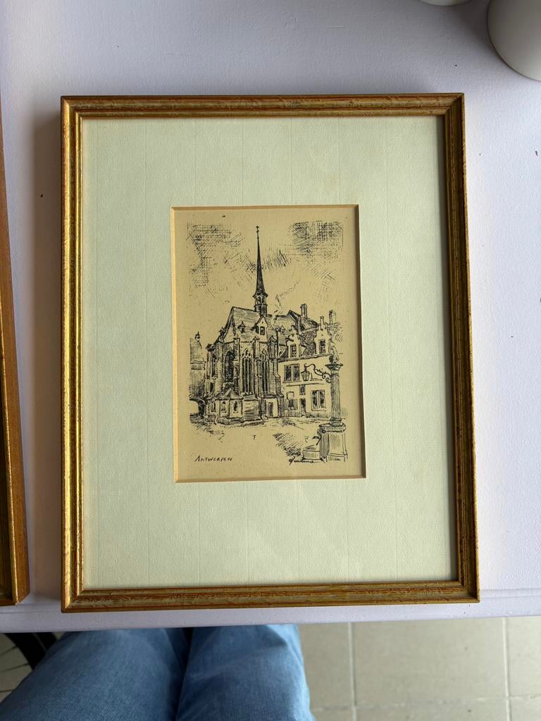 Ingelijste prent Romain Malfliet Antwerpen, Antiek en Kunst, Ophalen