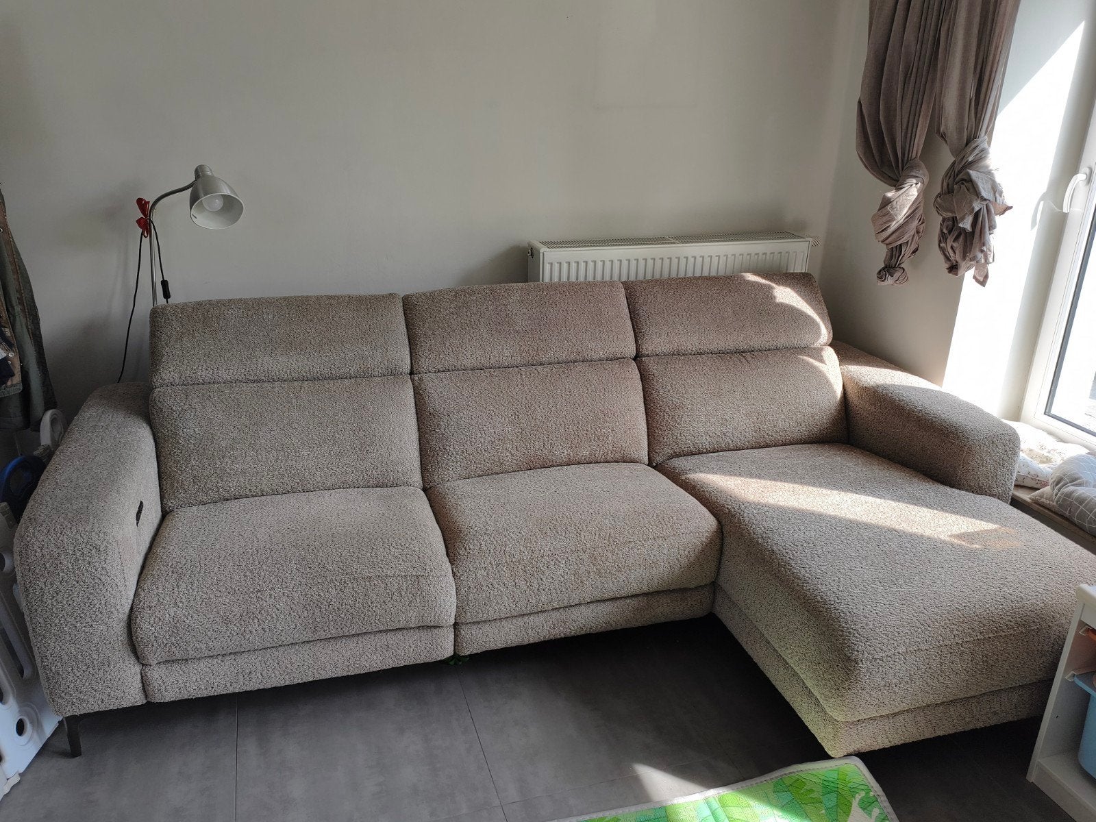 Weba Cine Zetels Hoeksalon 277x168cm  taupe met relax, Ophalen, Zo goed als nieuw
