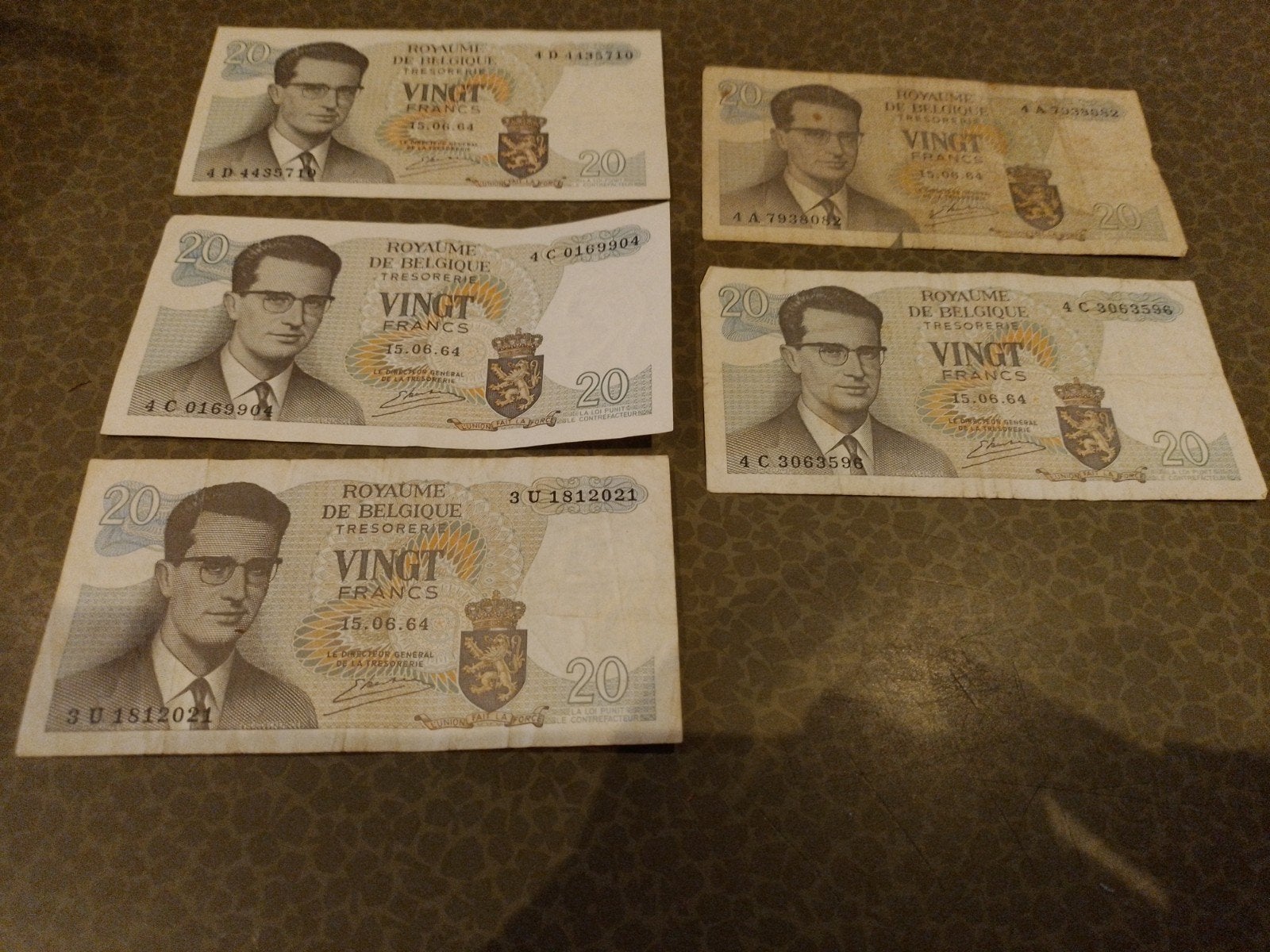 5billets 20franc belge, Collections, Collections Autre, Enlèvement ou Envoi