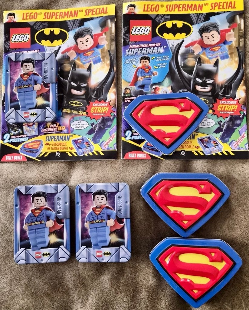 Magazines Lego Spiderman 2 + boîtes métalliques, Neuf, Enlèvement ou Envoi, Marvel, Lego