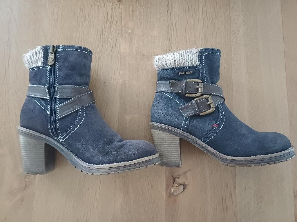 Tom Tailor - warm gevoerde enkellaarzen (mt 37), Kleding | Dames, Schoenen, Zo goed als nieuw, Lage of Enkellaarzen, Blauw, Ophalen of Verzenden