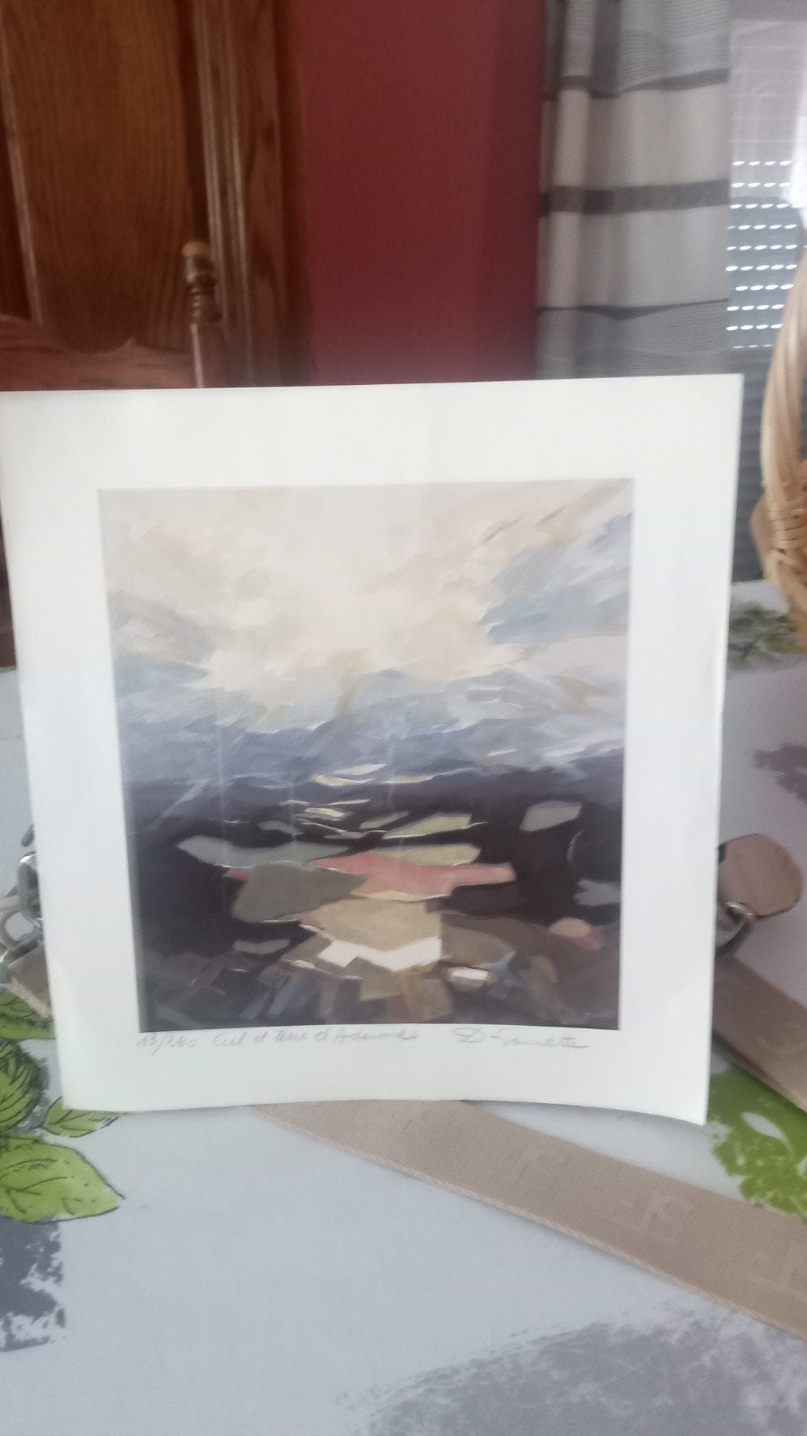 Av peinture ciel et terre de Désiré Louette Le13/260 peintre, Aquarelle, Paysage, Signé, Papier
