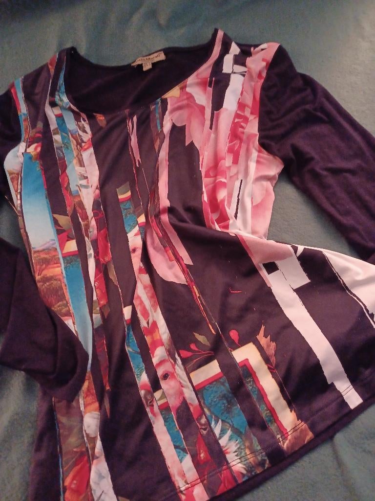 Zwart en koraal longsleeves 46 Alain Murat, Verzenden, Zwart, Maat 46/48 (XL) of groter, Zo goed als nieuw