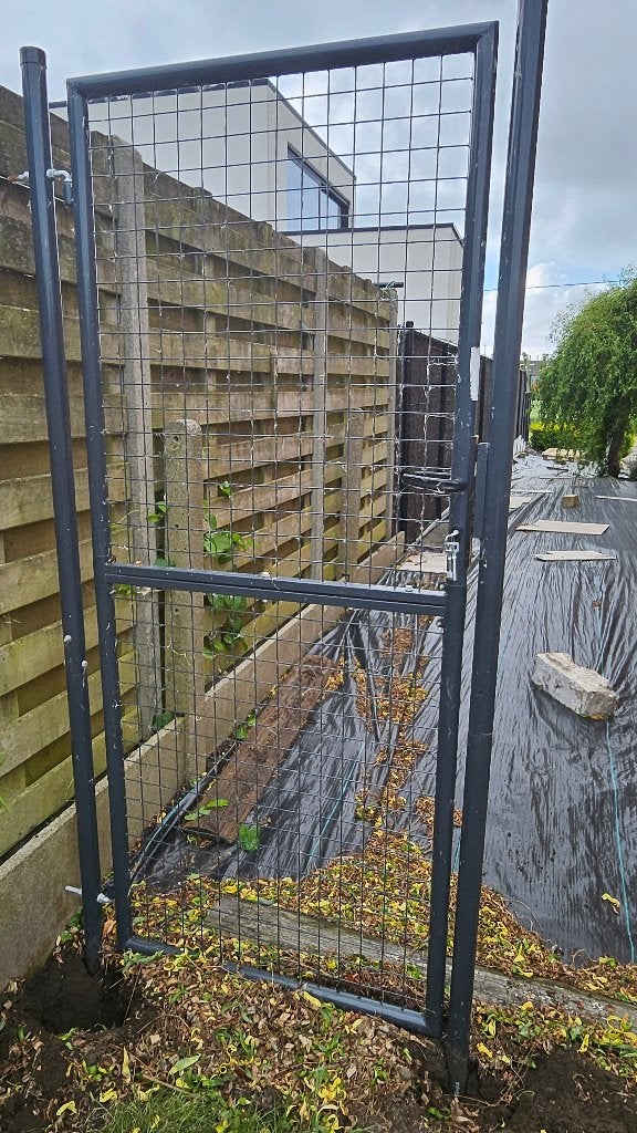 Metalen poort, Ophalen, Gebruikt, Aluminium, Tuinhek