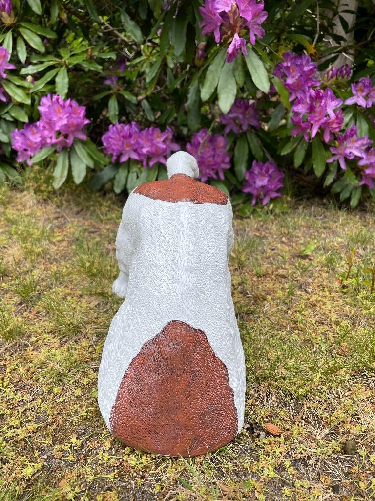 Jack Russel hond wit/bruin, gazon, boerderij 30cm, Ophalen of Verzenden, Nieuw, Kunststof, Dierenbeeld