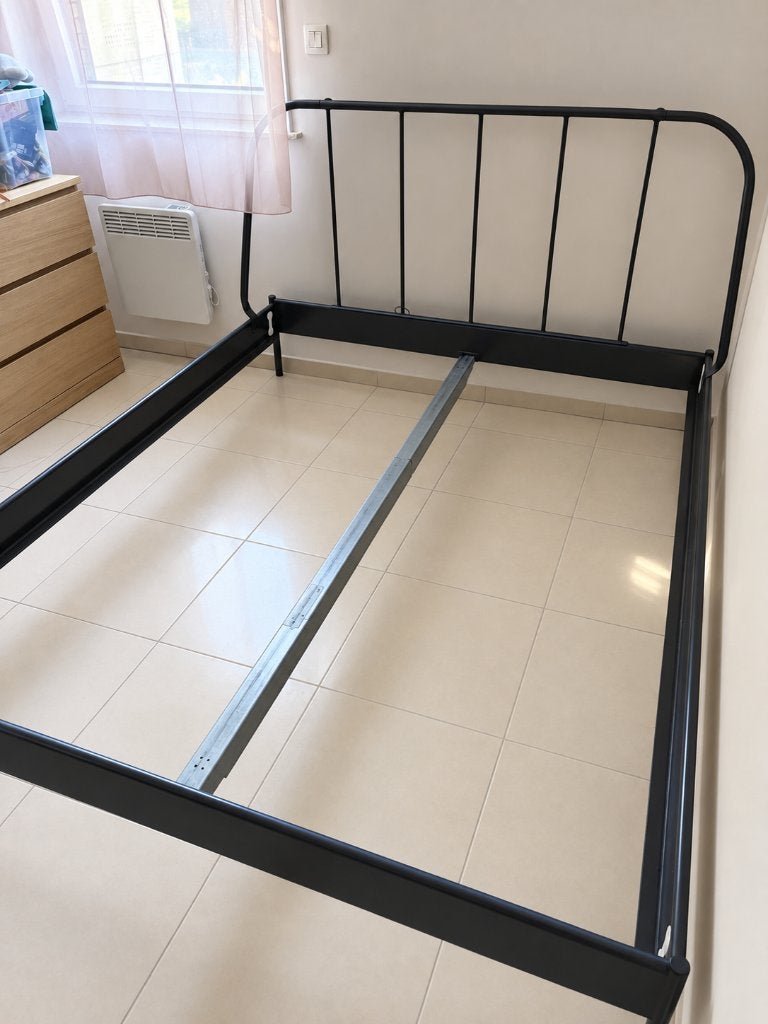 Bedframe + boxsprings, Ophalen, Tweepersoons, Zo goed als nieuw, Bedbodem
