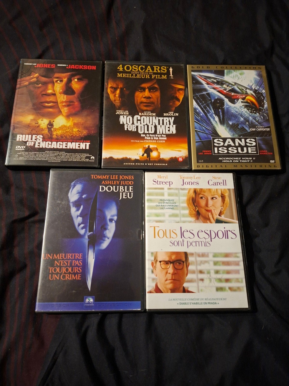 A vendre 5 dvd Tommy Lee Jones, Action, Enlèvement ou Envoi, Néerlandais, Comprend un boîtier