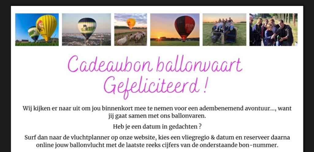 Ballonvaart België 2 personen, Tickets & Billets, Deux personnes, Bon cadeau, Autres types