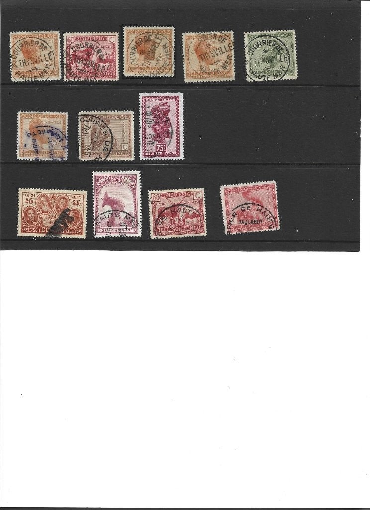 postzegels Belgisch Congo stempels Courrier de haute mer, Verzenden, Gestempeld