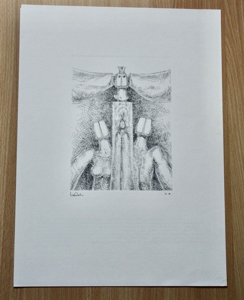 Litho Hubert Minnebo, Ophalen of Verzenden, Personages en Fantasiefiguren, Lithografie