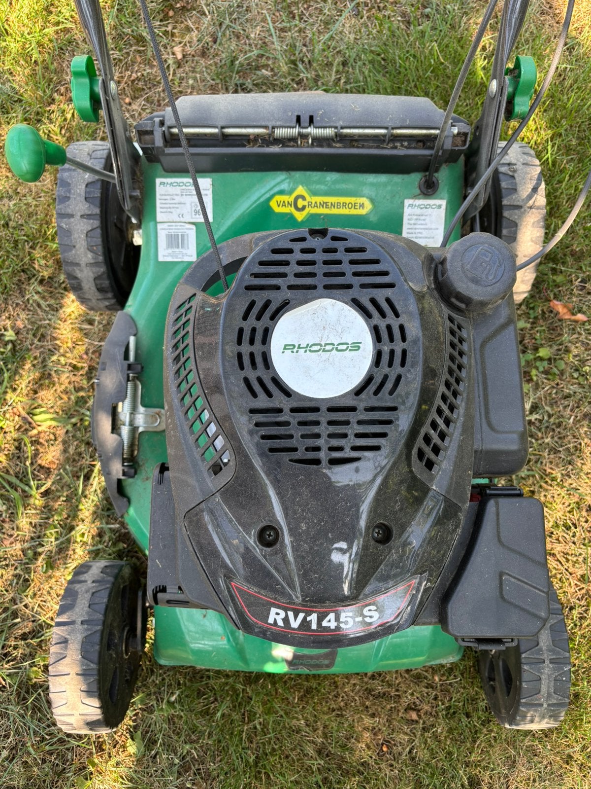 Rhodos grasmaaier, Ophalen, Mulchfunctie, Zo goed als nieuw, Benzine-grasmaaier