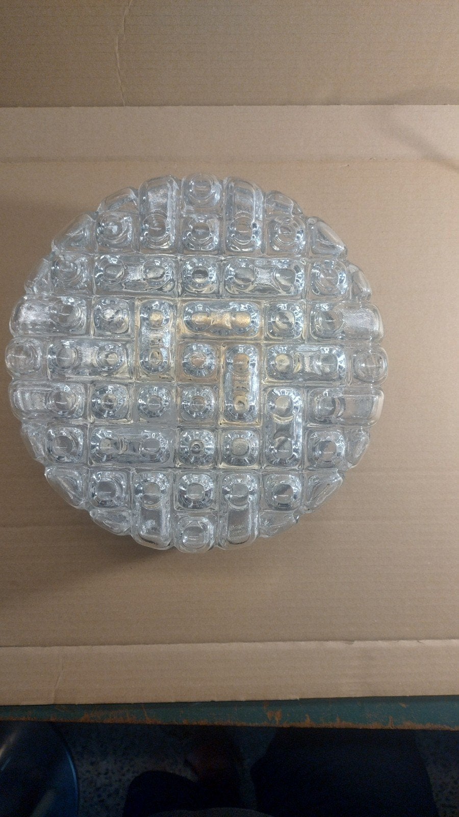 Plafonnier / Applique Vintage Verre Moulé ERCO – Années 70, Enlèvement, Verre, Plafonnier, Vintage