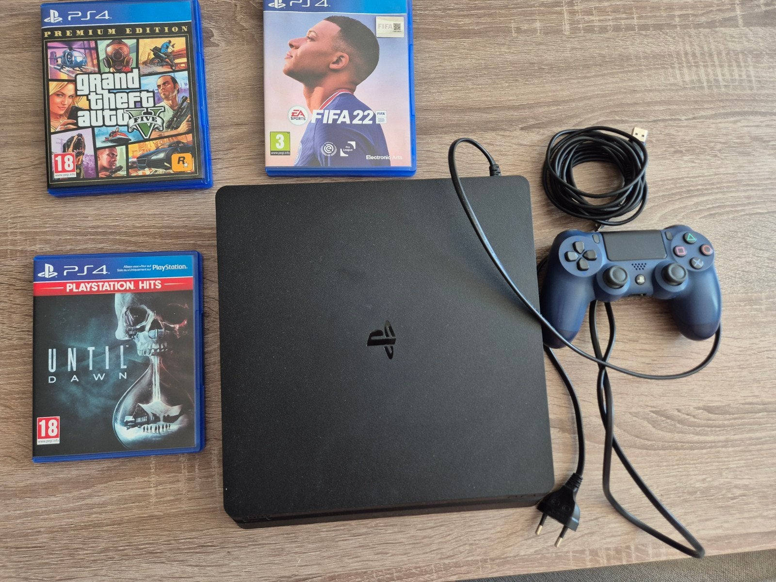 Playstation slim 500gb met controller + 3 games, Ophalen, Met 1 controller, Slim, 500 GB