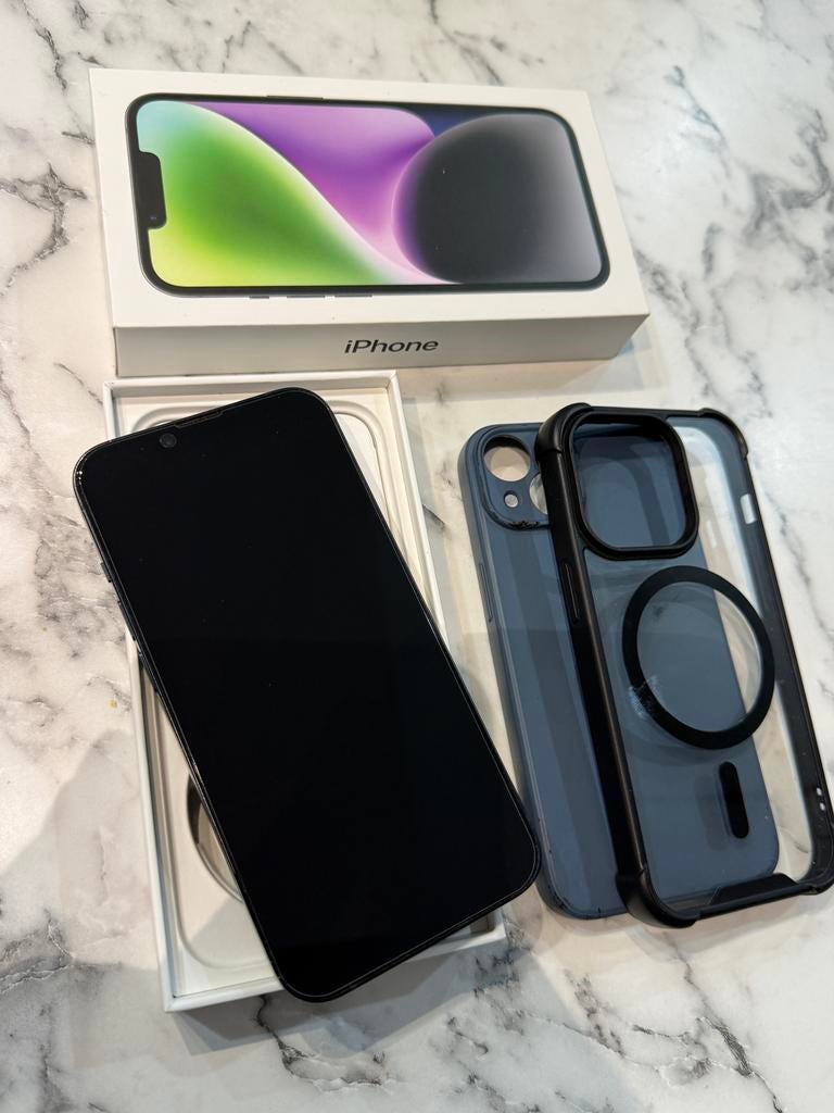 iPhone 14 128GB | Zeer nette staat | Met doos + hoesjes, Telecommunicatie, Ophalen, 128 GB, Zo goed als nieuw, Zonder simlock