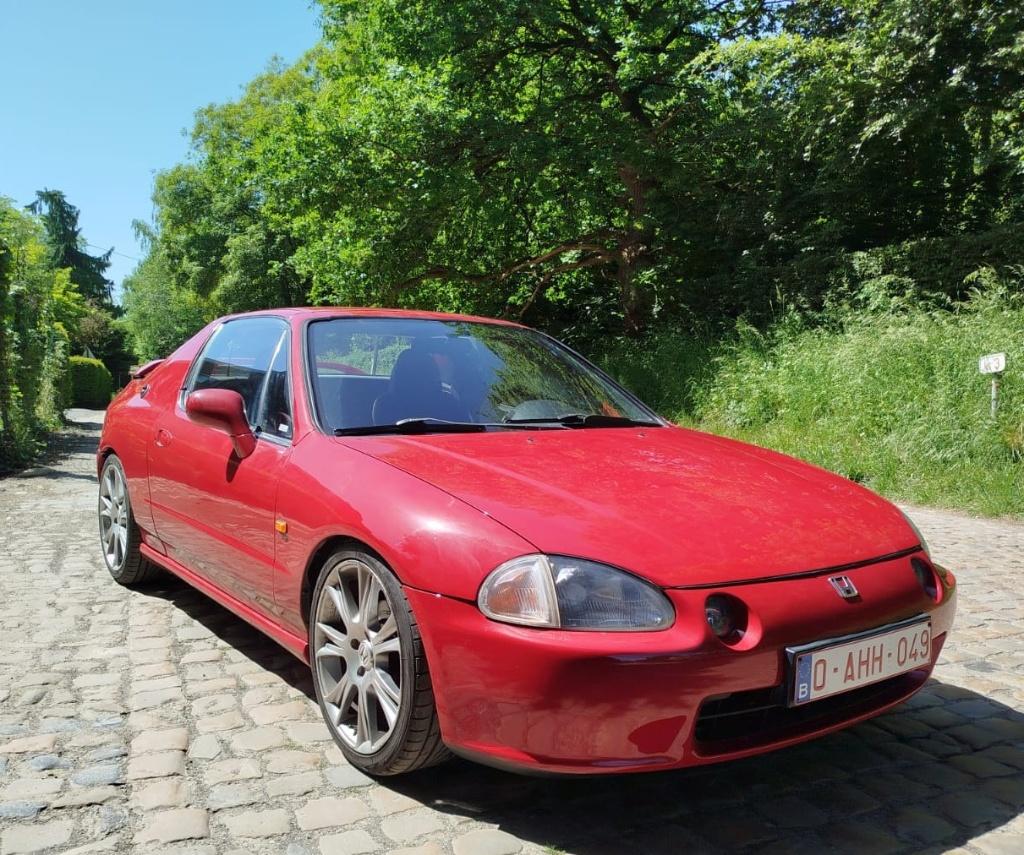 Honda CRX Del Sol VTi VTEC 160cv 1993 Rouge Restaurée, Auto's, Honda, Stof, 4 cilinders, 1595 cc, Grijs