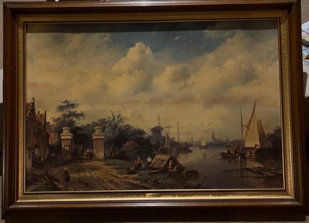 Antiek landschap  gesign – 19e-E romantische stijl, Ophalen, Gesigneerd, Landschap