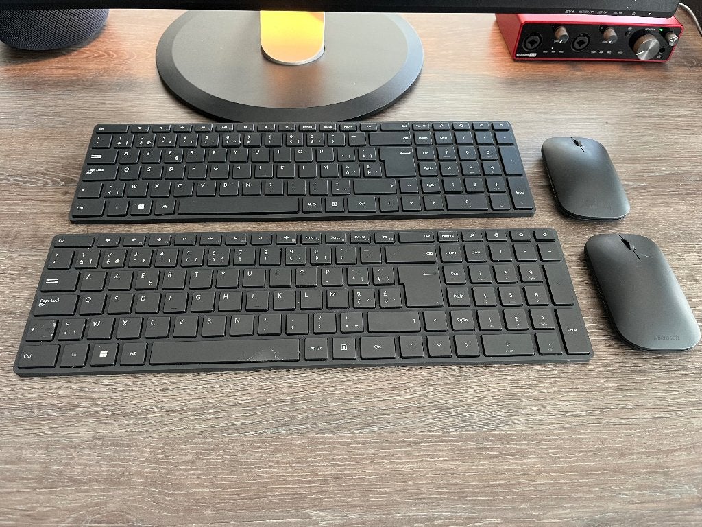 2 Microsoft Designer toetsenbord en muis, Computers en Software, Ophalen of Verzenden, Azerty, Gebruikt, Draadloos