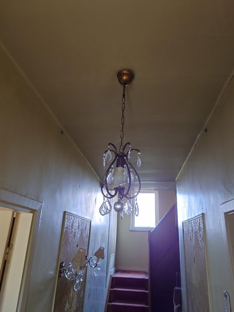 Set kristallen verlichting: hanglamp + 2 wandlampen, Huis en Inrichting, Ophalen