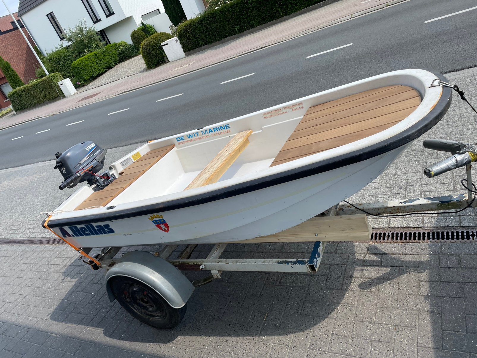 Visbootje, plezierbootje, Ophalen, Gebruikt, Polyester, 3 m