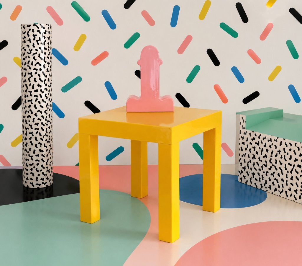Vintage Yellow Plastic ParsonTables - Seventies design tafel, Antiquités & Art, Art | Objets design, Enlèvement ou Envoi, Table