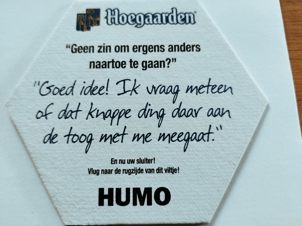 Bierviltje Hoegaarden R/V, Ophalen of Verzenden, Zo goed als nieuw, Viltje(s), Overige merken
