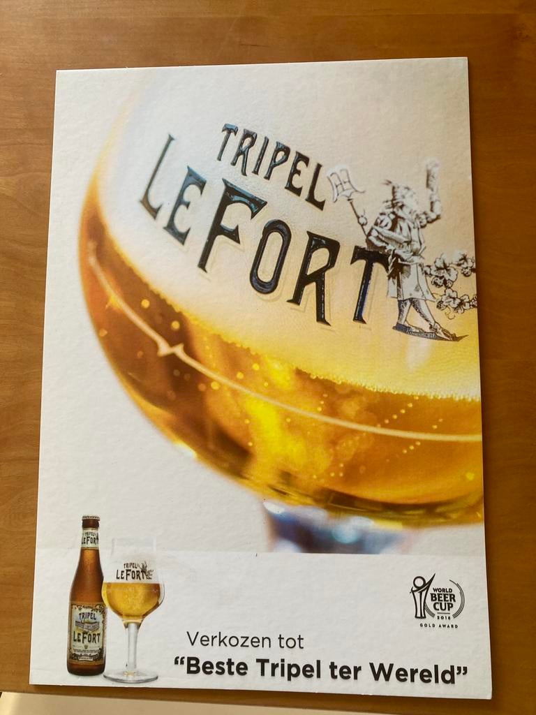 Kartonnen bordje LeFort tripel 28x40cm., Enlèvement