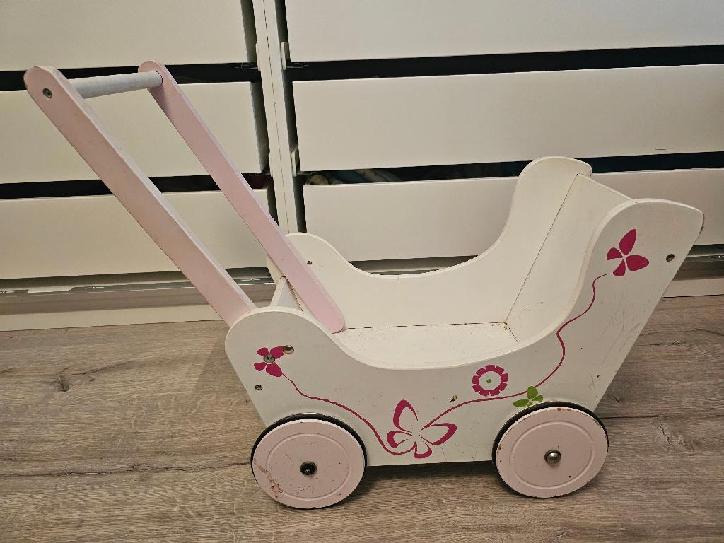 Houten poppenbuggy, Ophalen, Gebruikt, Babypop