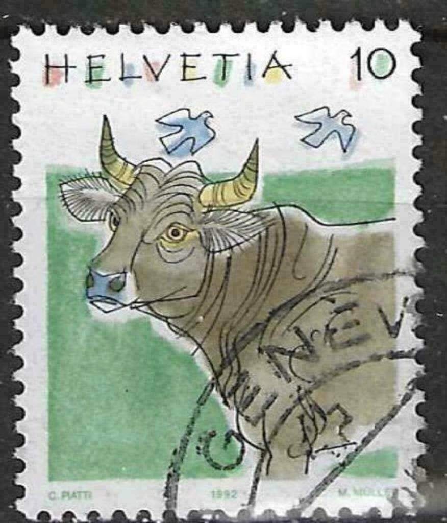 Suisse 1991 - Yvert 1389 - Animaux - Vache (ST), Envoi, Affranchi