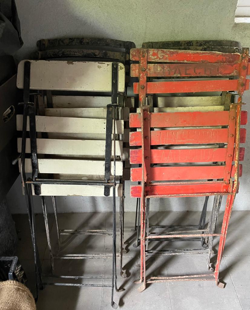 Lote oude bistrotstoeltjes, Huis en Inrichting, Stoelen, Ophalen, Gebruikt, Overige materialen