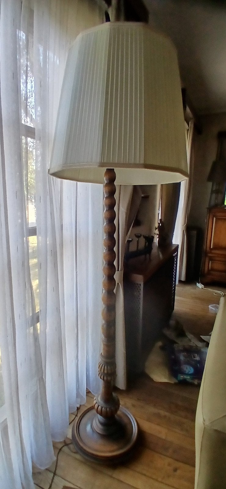 Staande lamp, Ophalen, Zo goed als nieuw, Hout