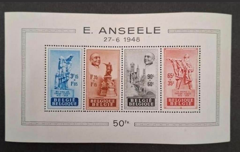 Belgique : COB 781A/84A-BL26 ** Edouard Anseele 1948., Sans timbre, Neuf, Enlèvement ou Envoi, Non oblitéré