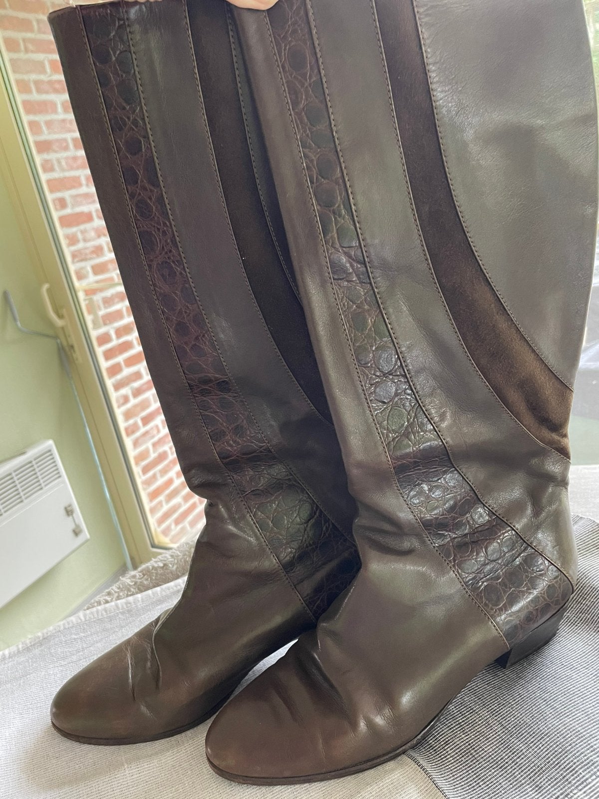 Bruine Dames laars italiaans maat 40, Ophalen of Verzenden, Gedragen, Bruin, Hoge laarzen