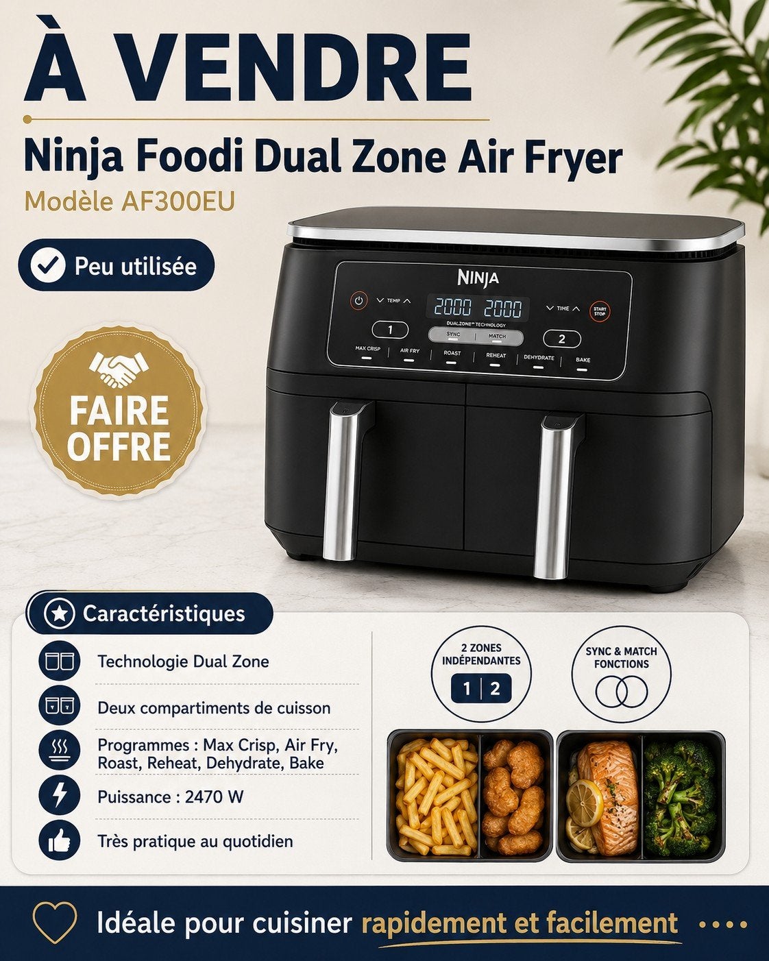 Ninja Foodi met twee zones, Ophalen of Verzenden