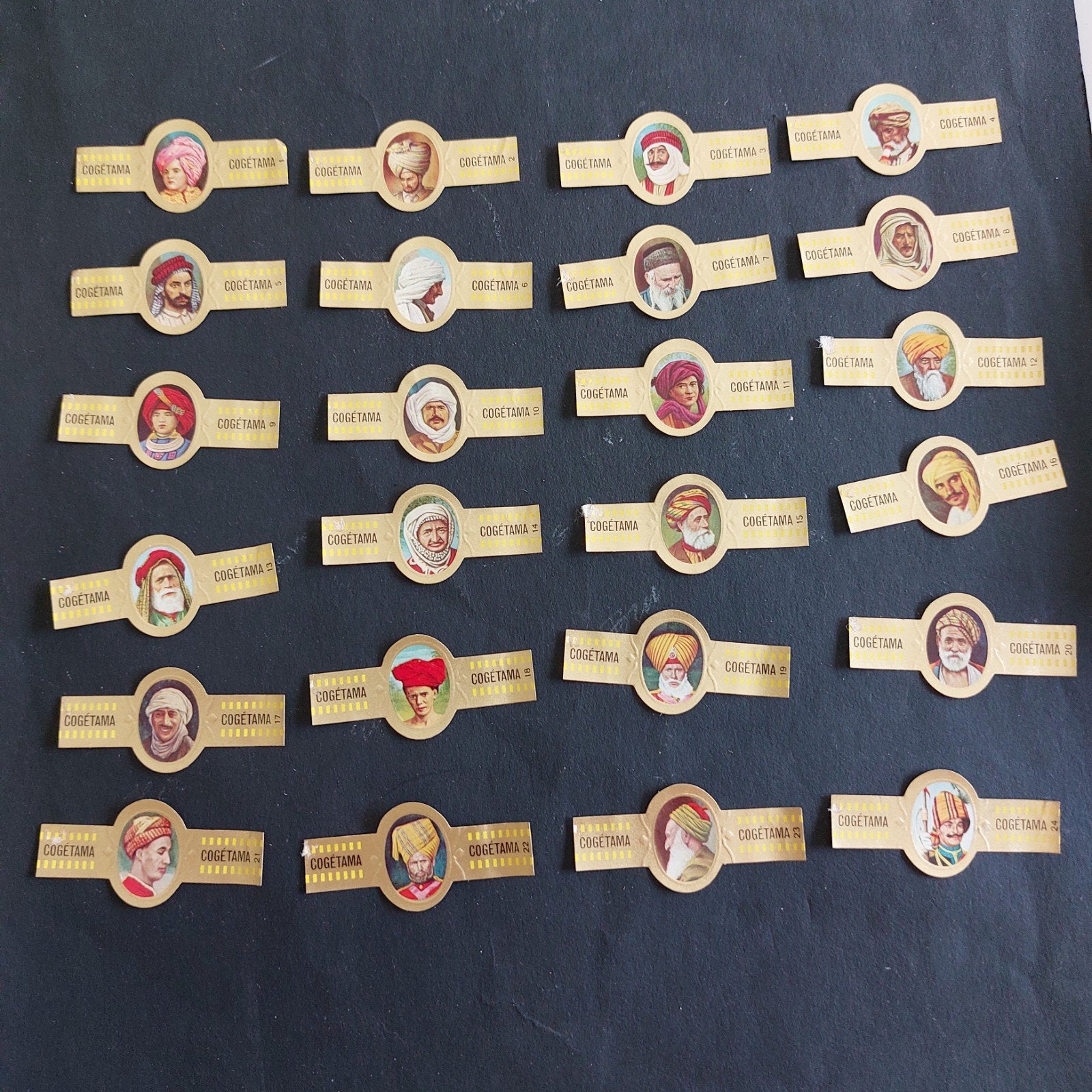 Reeks sigarenbandjes Cogétama: Tulbanden, Ophalen of Verzenden, Sigarenbandjes