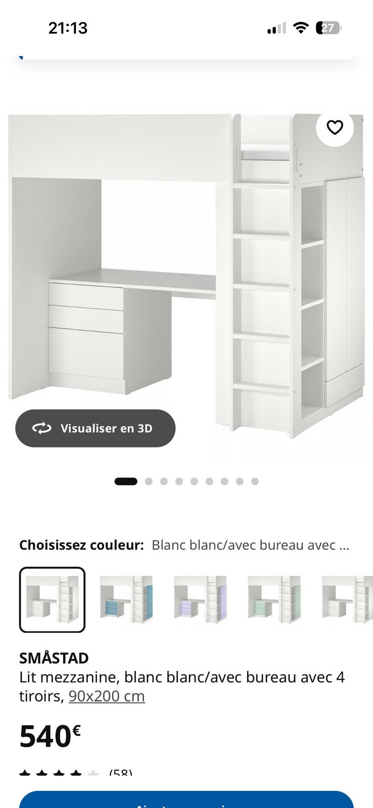 Lit enfant mezzanine + bureau + 4 tiroirs, Enlèvement, Comme neuf