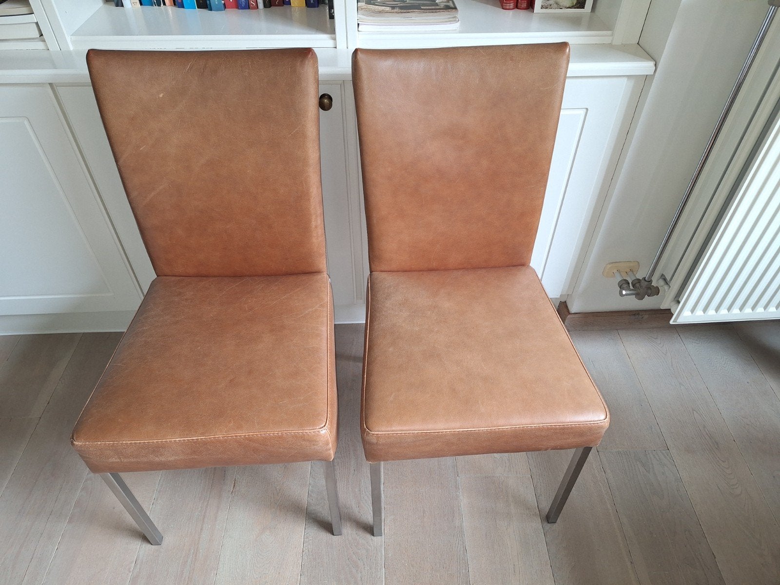 4 leren stoelen Bert Plantagie, Huis en Inrichting, Stoelen, Ophalen