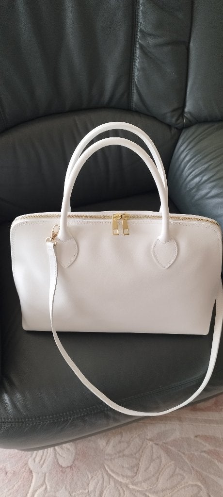 Handtas Leder, Ophalen of Verzenden, Zo goed als nieuw, Wit, Handtas