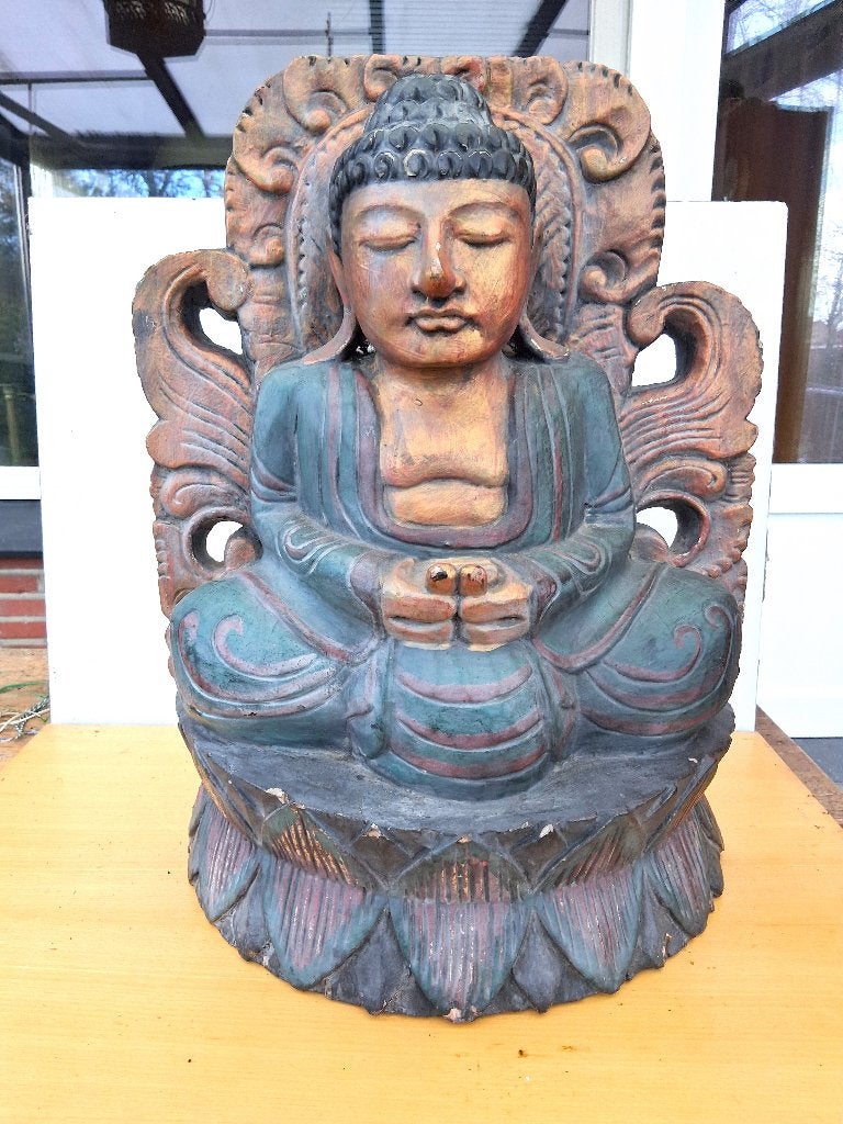 Statue de Bouddha ancienne en bois, Enlèvement ou Envoi, Bois, Fait à la main