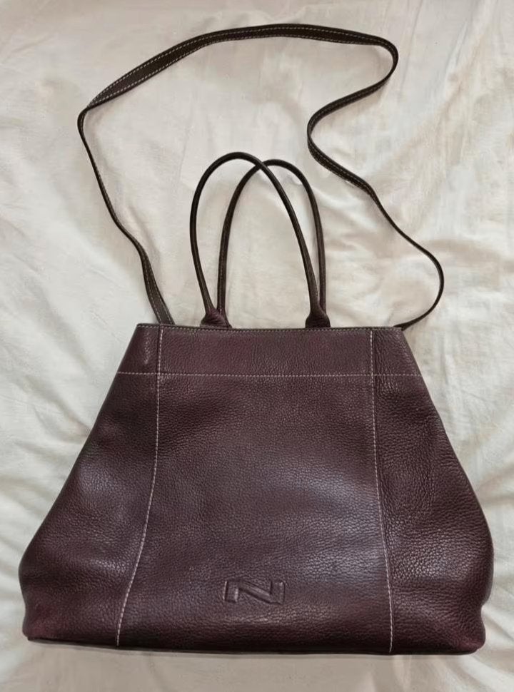 Sac Nathan en cuir bordeaux chocolat, Enlèvement, Utilisé, Autres couleurs, Sac à main