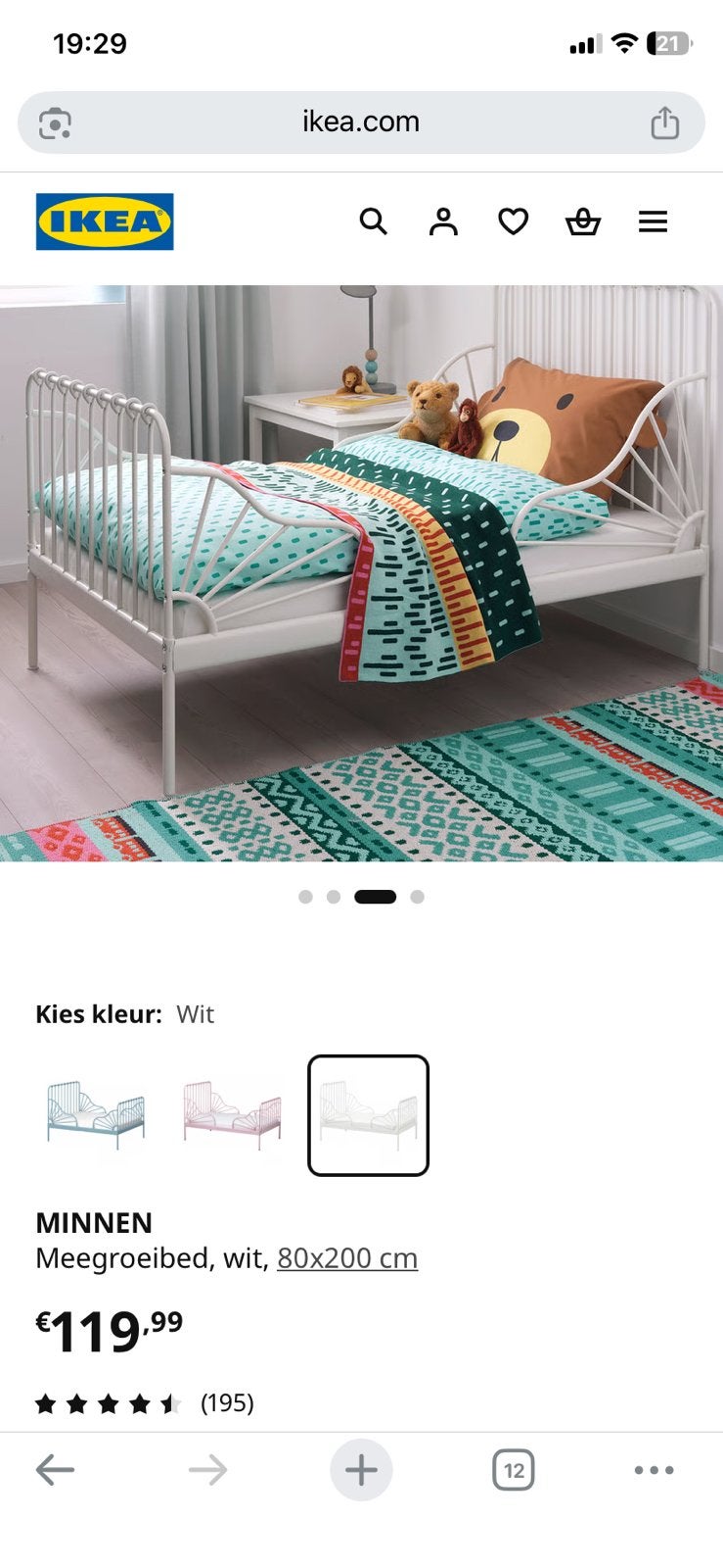 Ikea meegroeibed met matras, 85 tot 100 cm, Gebruikt, 160 tot 180 cm, Ophalen