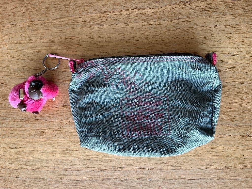 Kipling make-up tas + aapje Tania, Ophalen of Verzenden, Gebruikt, Grijs, Make-up