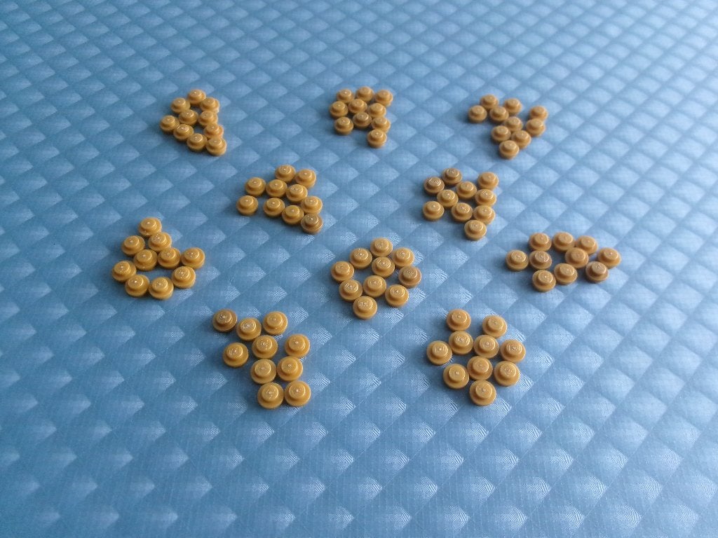 100 parel goud Lego ronde platen, Gebruikt, Lego, Ophalen of Verzenden, Losse stenen