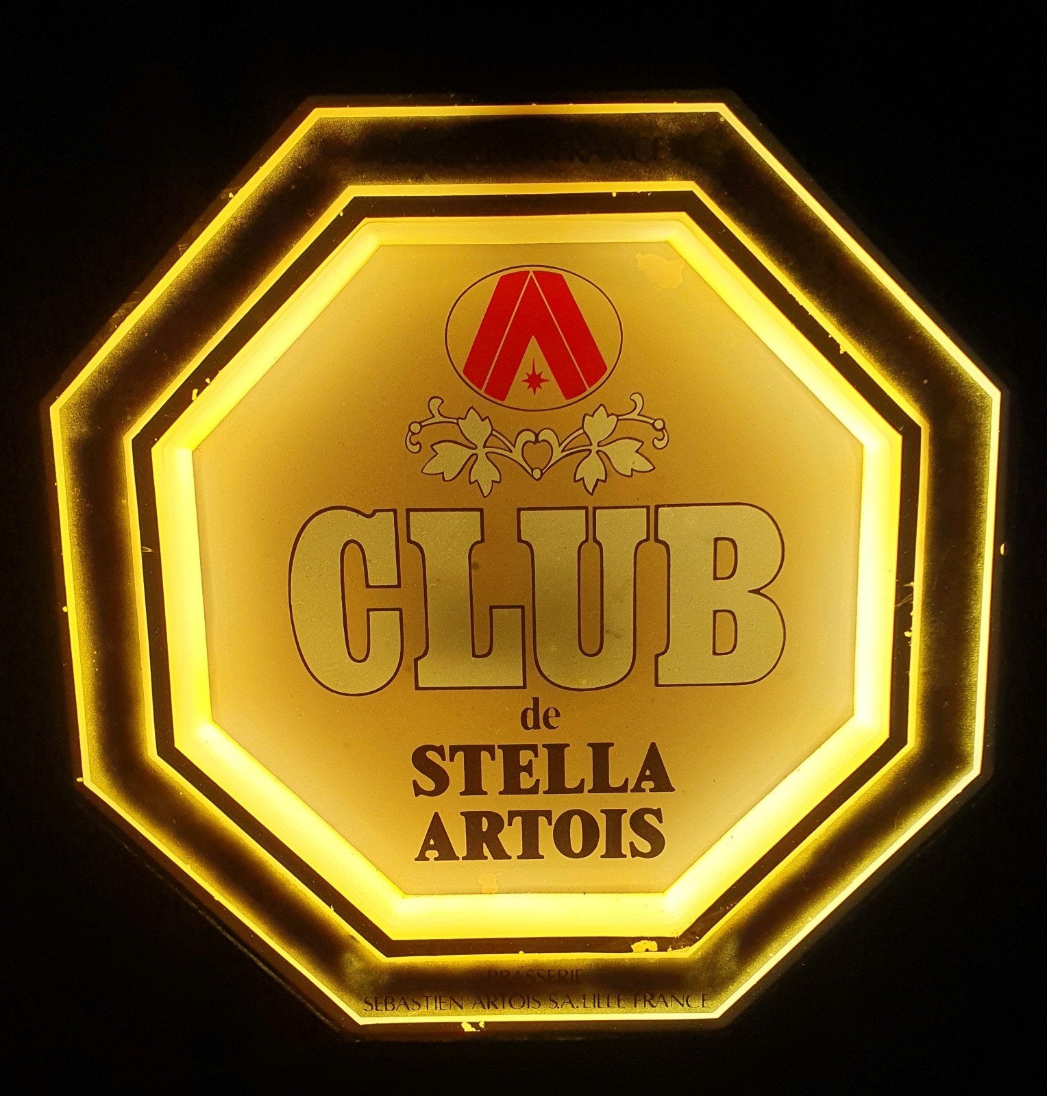 Vintage Lichtbak Club De Stella Artois - Brasserie Lille -, Ophalen of Verzenden, Gebruikt, Lichtbak of (neon) lamp