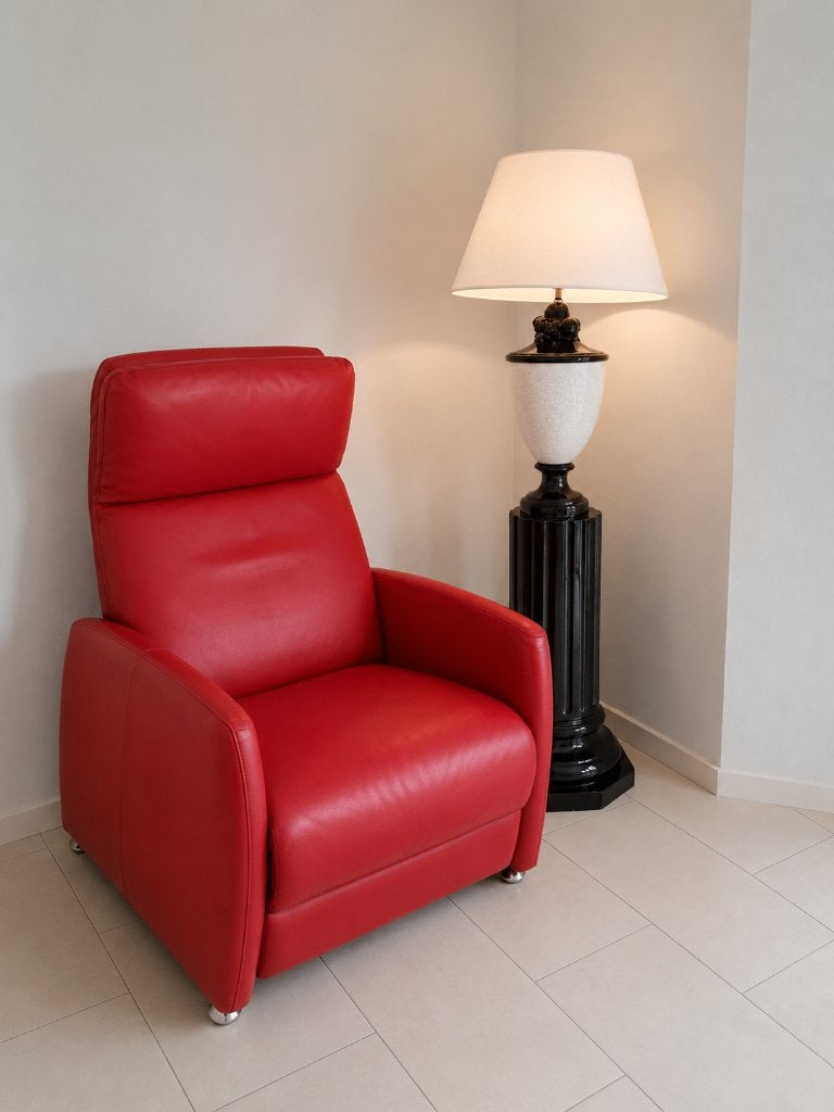 Leren relax fauteuil, Ophalen, Zo goed als nieuw, Leer